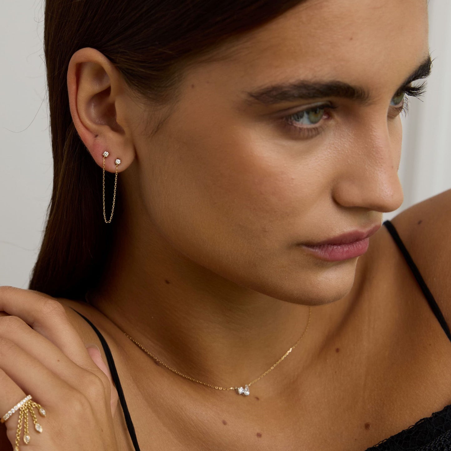 Double Stud Chain Earring