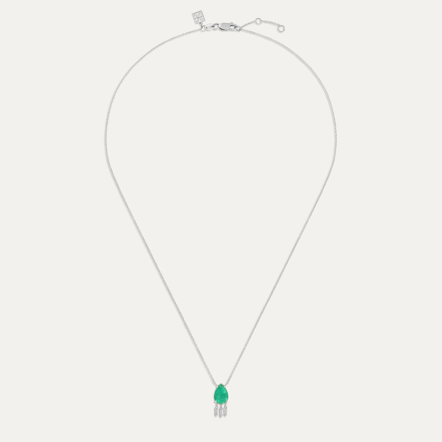 Pear Emerald Tassel Necklace