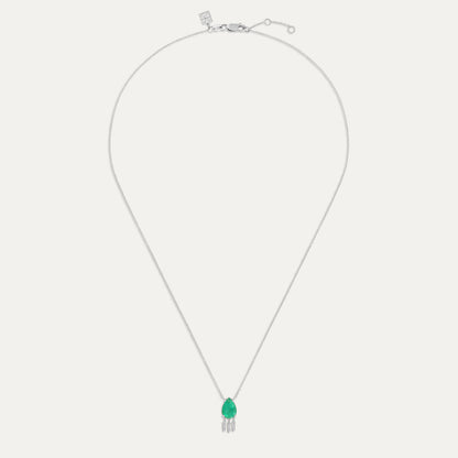 Pear Emerald Tassel Necklace