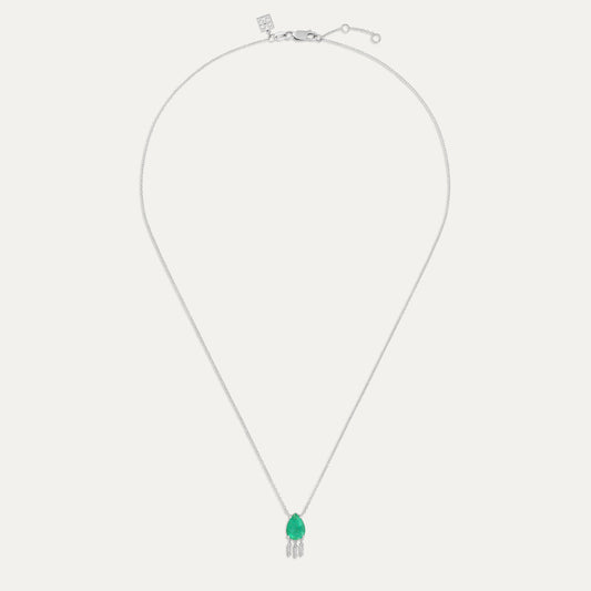 Pear Emerald Tassel Necklace