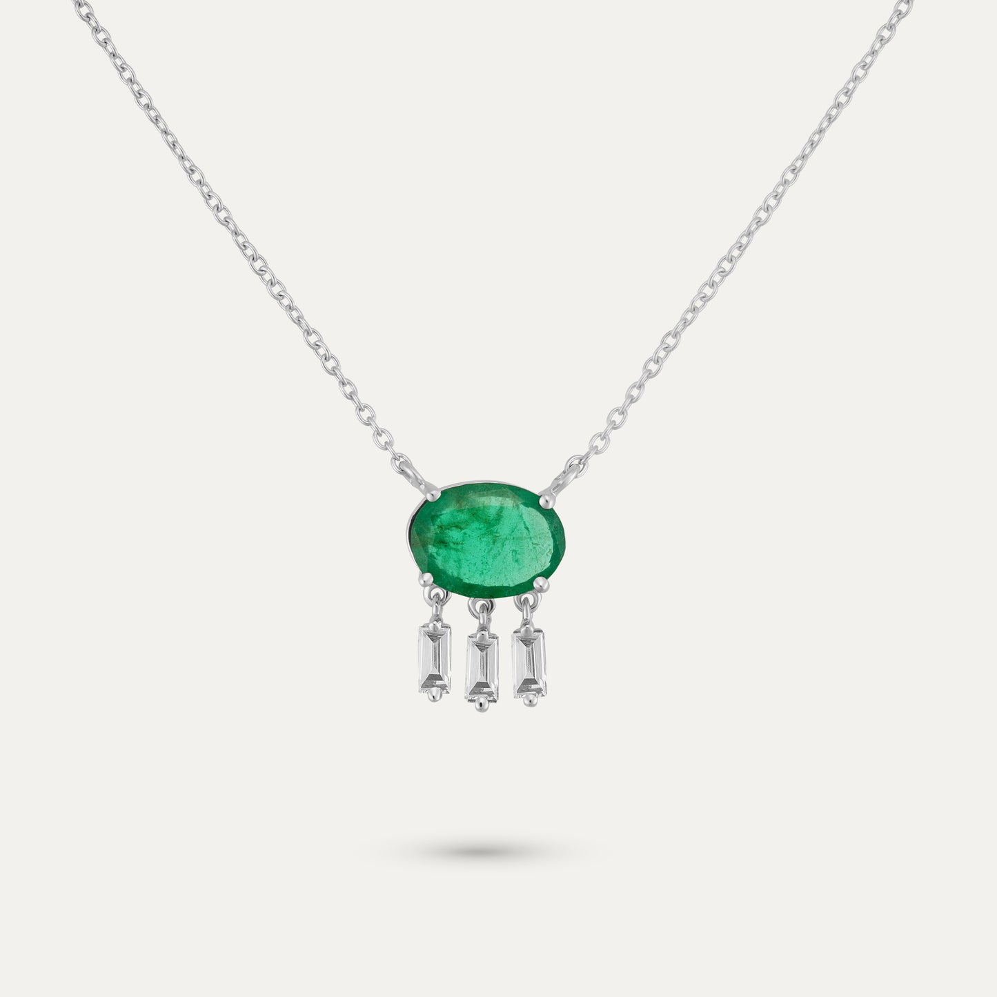 Oval Emerald Tassel Necklace