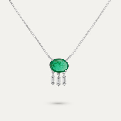 Oval Emerald Tassel Necklace
