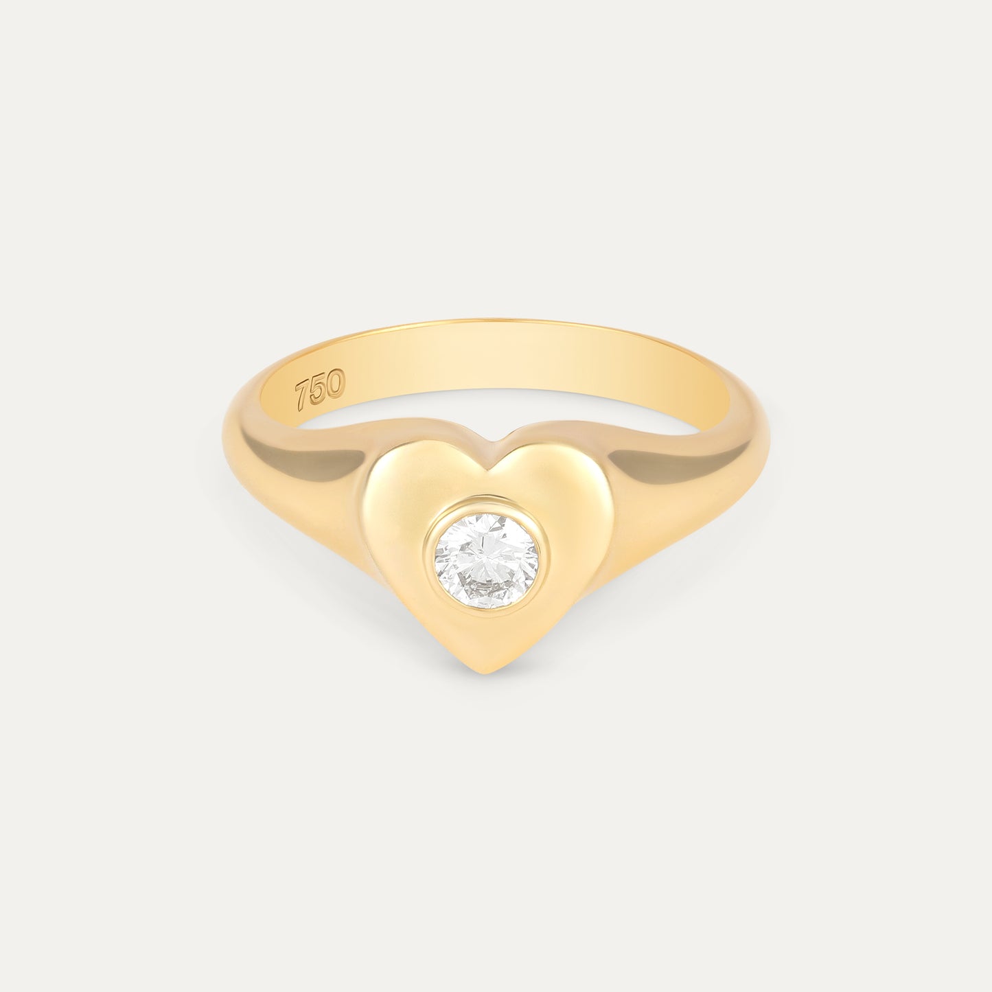 18k gold heart shaped signet ring