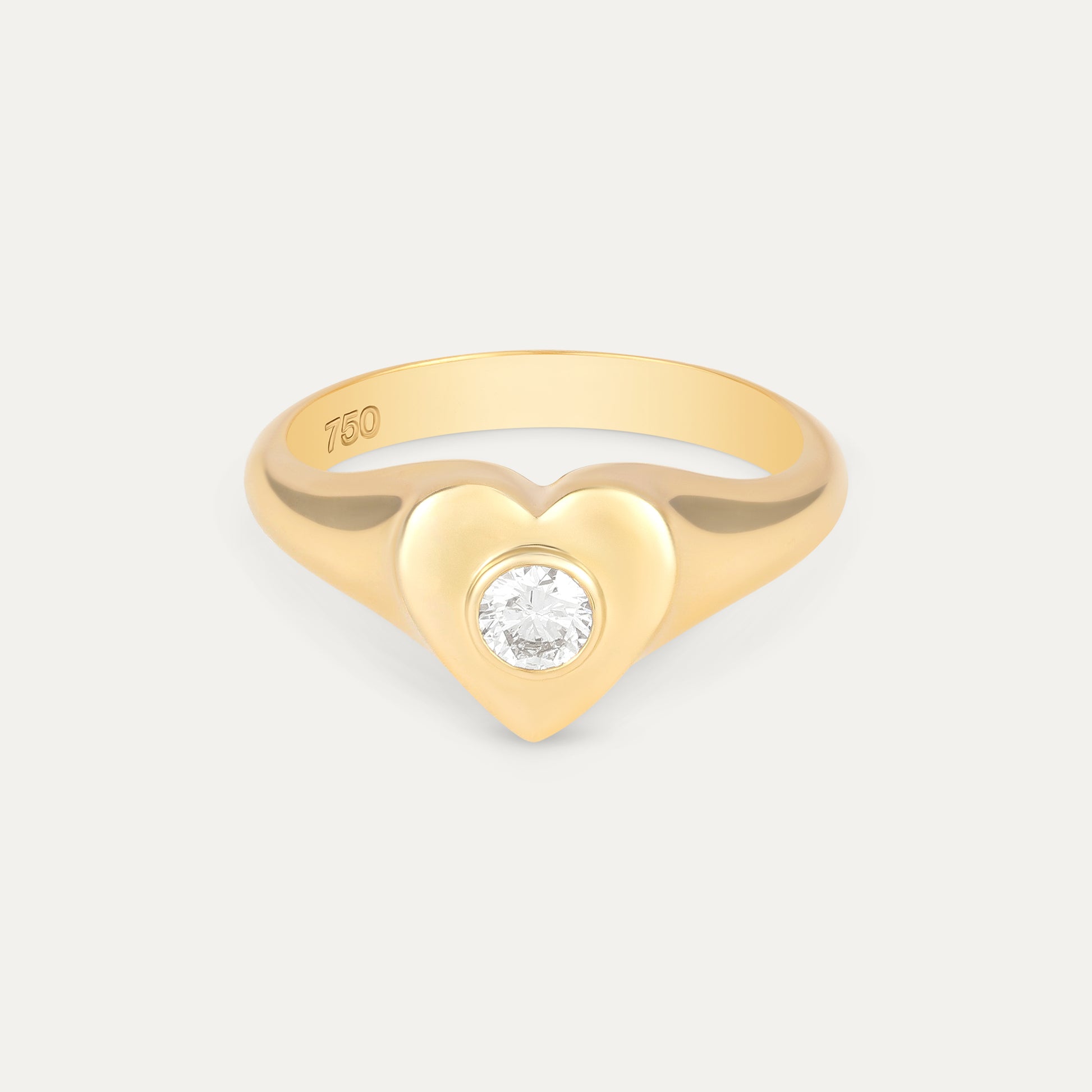 18k gold heart shaped signet ring