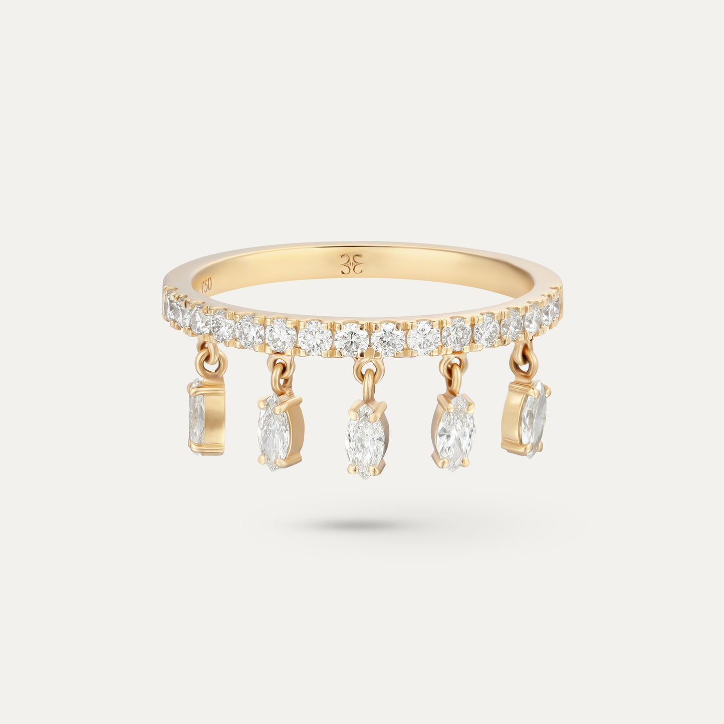 18k gold diamond fringe band