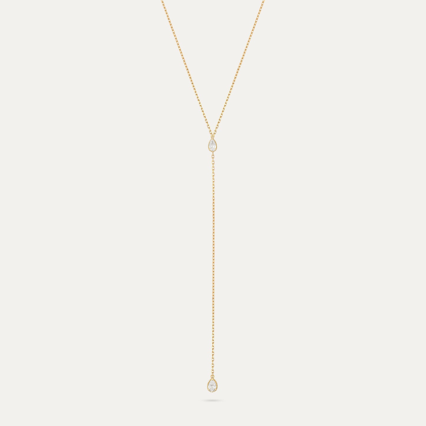 Milgrain Pear Diamond Lariat