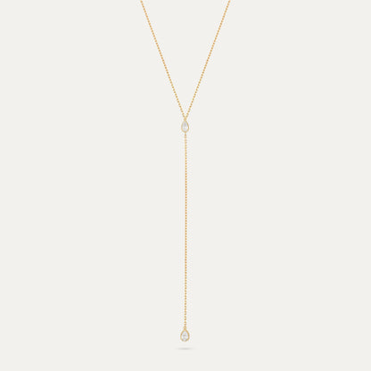 Milgrain Pear Diamond Lariat