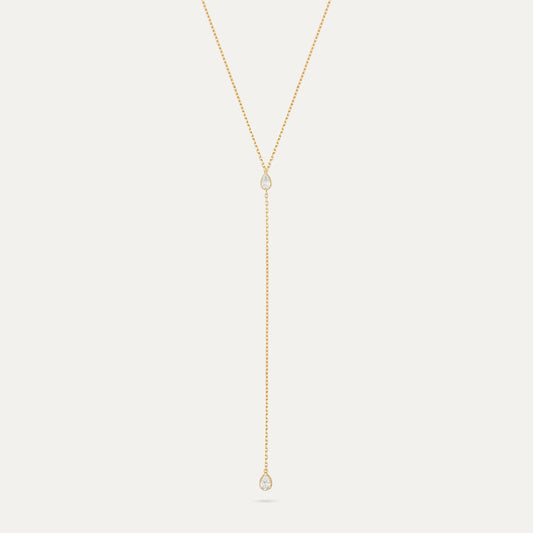 Milgrain Pear Diamond Lariat