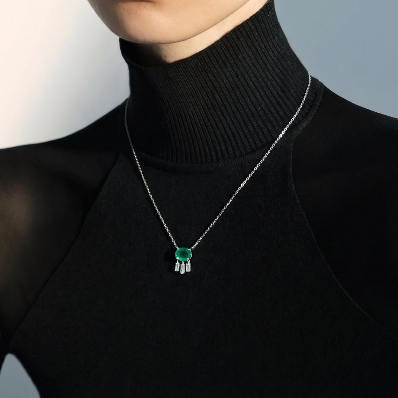 Oval Emerald Tassel Necklace